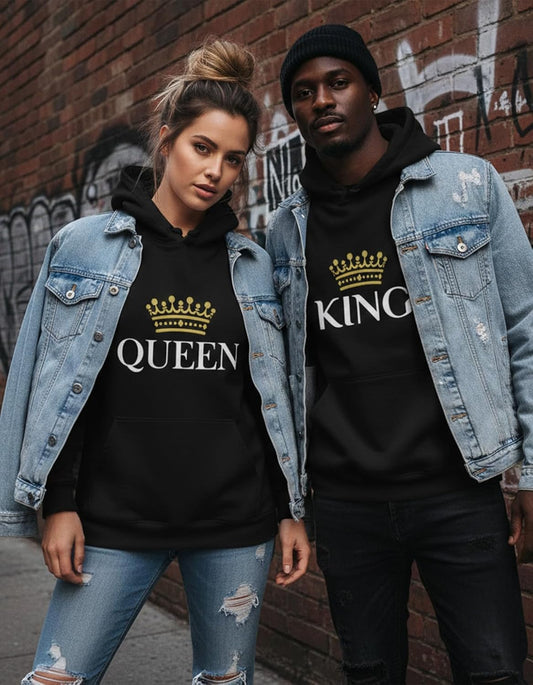 King & Queen Matching Couple Hoodie Set - His & Hers Pullover Hoodies - Valentine'S Day Gift for Couples